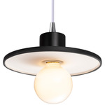 Ceramic Saucer Pendant - Polished Chrome / Gloss Black / Matte White