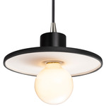 Ceramic Saucer Pendant - Brushed Nickel / Gloss Black / Matte White