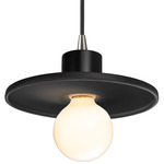 Ceramic Saucer Pendant - Brushed Nickel / Carbon