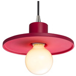 Ceramic Saucer Pendant - Brushed Nickel / Cerise