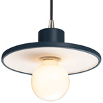 Ceramic Saucer Pendant - Brushed Nickel / Midnight Sky / Matte White