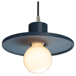 Ceramic Saucer Pendant - Brushed Nickel / Midnight Sky