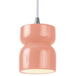 Ceramic Short Hourglass Pendant - Polished Chrome / Gloss Blush