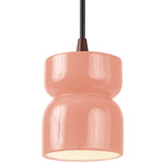 Ceramic Short Hourglass Pendant - Dark Bronze / Gloss Blush