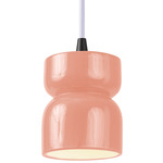 Ceramic Short Hourglass Pendant - Matte Black / Gloss Blush