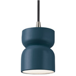 Ceramic Short Hourglass Pendant - Brushed Nickel / Midnight Sky