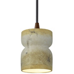 Ceramic Short Hourglass Pendant - Dark Bronze / Textured Faux Greco Travertine