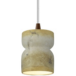 Ceramic Short Hourglass Pendant - Dark Bronze / Textured Faux Greco Travertine
