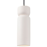 Ceramic Tall Hourglass Pendant - Brushed Nickel / Bisque