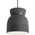 Ceramic Hourglass Pendant - Brushed Nickel / Gloss Grey