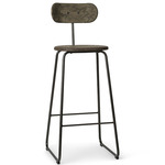 Earth Stool with Backrest - Gunmetal / Dark Coffee