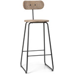 Earth Stool with Backrest - Gunmetal / Light Coffee