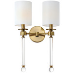 Lucent 2-Light Wall Sconce - Heritage Brass / White
