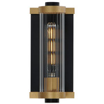 Opulent Outdoor Wall Sconce - Black / Antique Brass / Clear Ribbed