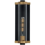 Opulent Outdoor Wall Sconce - Black / Antique Brass / Clear Ribbed