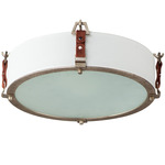 Sausalito Ceiling Light Fixture - Weathered Zinc / Brown Suede / Off White
