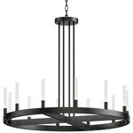 Ovation Chandelier - Black / Clear Ribbed