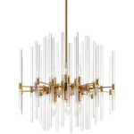 Divine Wide Chandelier - Heritage Brass / Clear