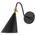 Lupe Wall Sconce - Black / Aged Brass