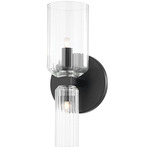 Tabitha Wall Sconce - Black / Clear Ribbed