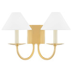 Lenore Dual Wall Sconce - Aged Brass / White