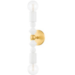 Flora Dual Wall Sconce - Aged Brass / White