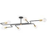 Jena Semi Flush Ceiling Light - Black / Aged Brass