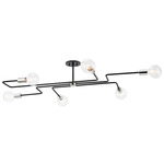 Jena Semi Flush Ceiling Light - Black / Polished Nickel