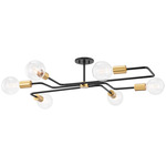 Jena Semi Flush Ceiling Light - Black / Aged Brass