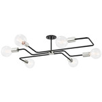 Jena Semi Flush Ceiling Light - Black / Polished Nickel