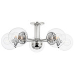 Meadow Semi Flush Ceiling Light - Polished Nickel / Clear