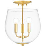 Bobbi Semi Flush Ceiling Light - Aged Brass / Clear