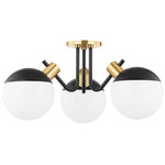 Miranda Semi Flush Ceiling Light - Aged Brass / Black / White