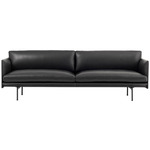 Outline 3-Seater Sofa - Black / Black Leather