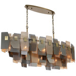 Cocolina Linear Chandelier - Antique Brass / Amber / Smoke