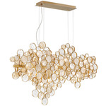 Trento Linear Chandelier - Antique Gold / Tri-Colored