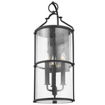 Burbank Outdoor Wall Sconce - Textured Black / Clear Seeded