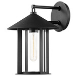 Long Beach Outdoor Wall Sconce - Textured Black / Clear