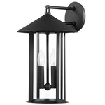 Long Beach Outdoor Wall Sconce - Textured Black / Clear