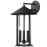 Long Beach Outdoor Wall Sconce - Textured Black / Clear