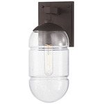 Poston Outdoor Wall Sconce - Black / Clear Seeded
