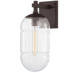 Poston Outdoor Wall Sconce - Black / Clear Seeded