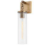 Yucca Outdoor Wall Sconce - Patina Brass / Clear