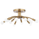 Tristan Semi Flush Ceiling Light - Patina Brass