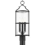 Burbank 120V Outdoor Post Mount - Black / Clear Seeded