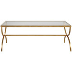 Crescent Coffee Table - Antique Gold / Clear
