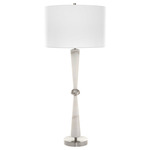Hourglass Table Lamp - Brushed Nickel / White