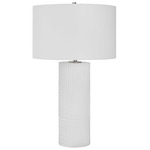 Patchwork Table Lamp - Brushed Nickel / White / White Linen