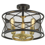 Harlequin Semi Flush Ceiling Light - Warm Bronze / Gold