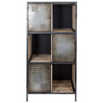 Jayce Locker Bookcase - Galvanized Steel / Coastal Light Wood